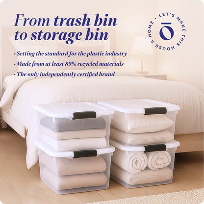 Homz 66 Qt Clear Storage Organizing Container Bin with Latching Lids (4 Pack)