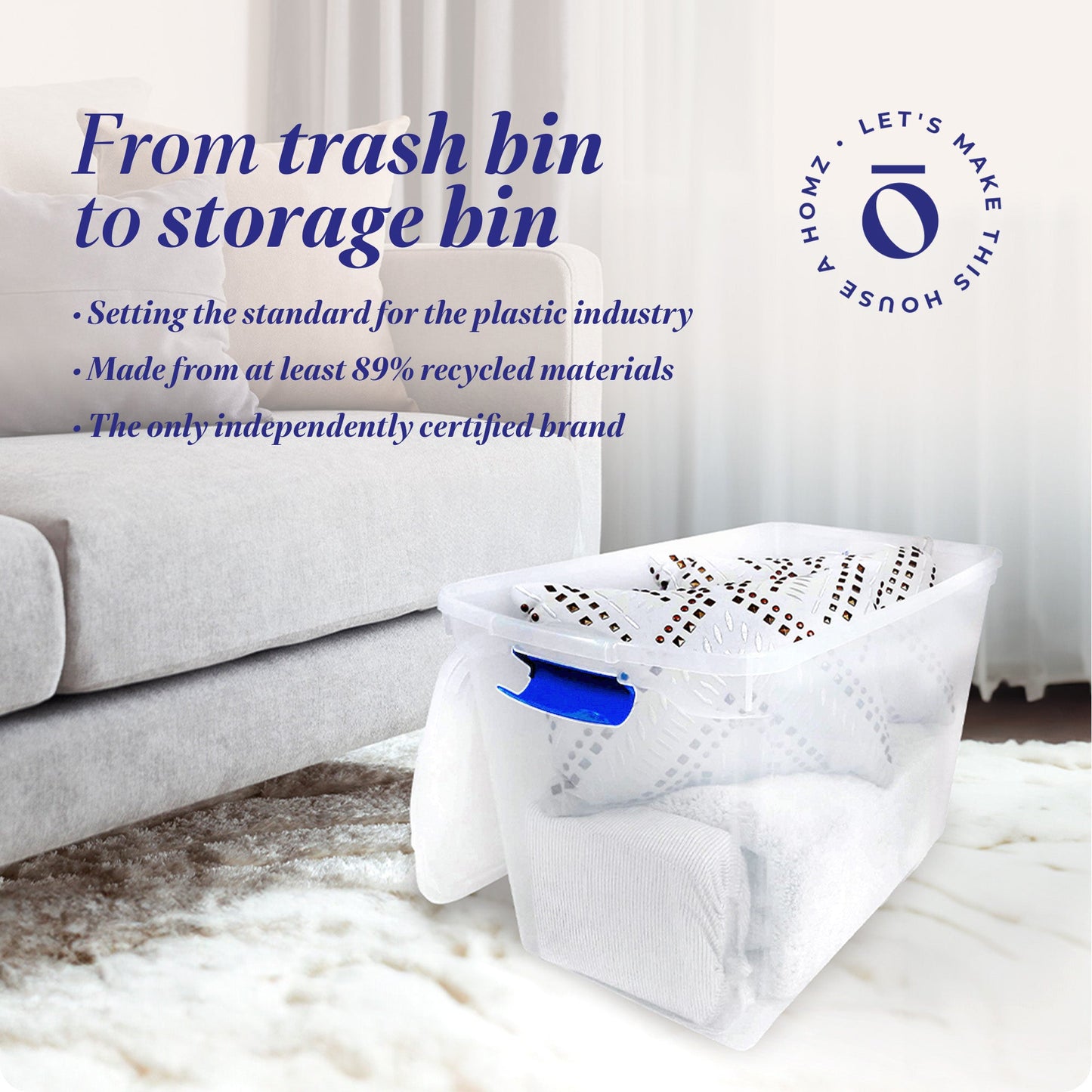 Homz 112 Quart Heavy Duty Modular Stackable Storage Containers, Clear, 4 Pack