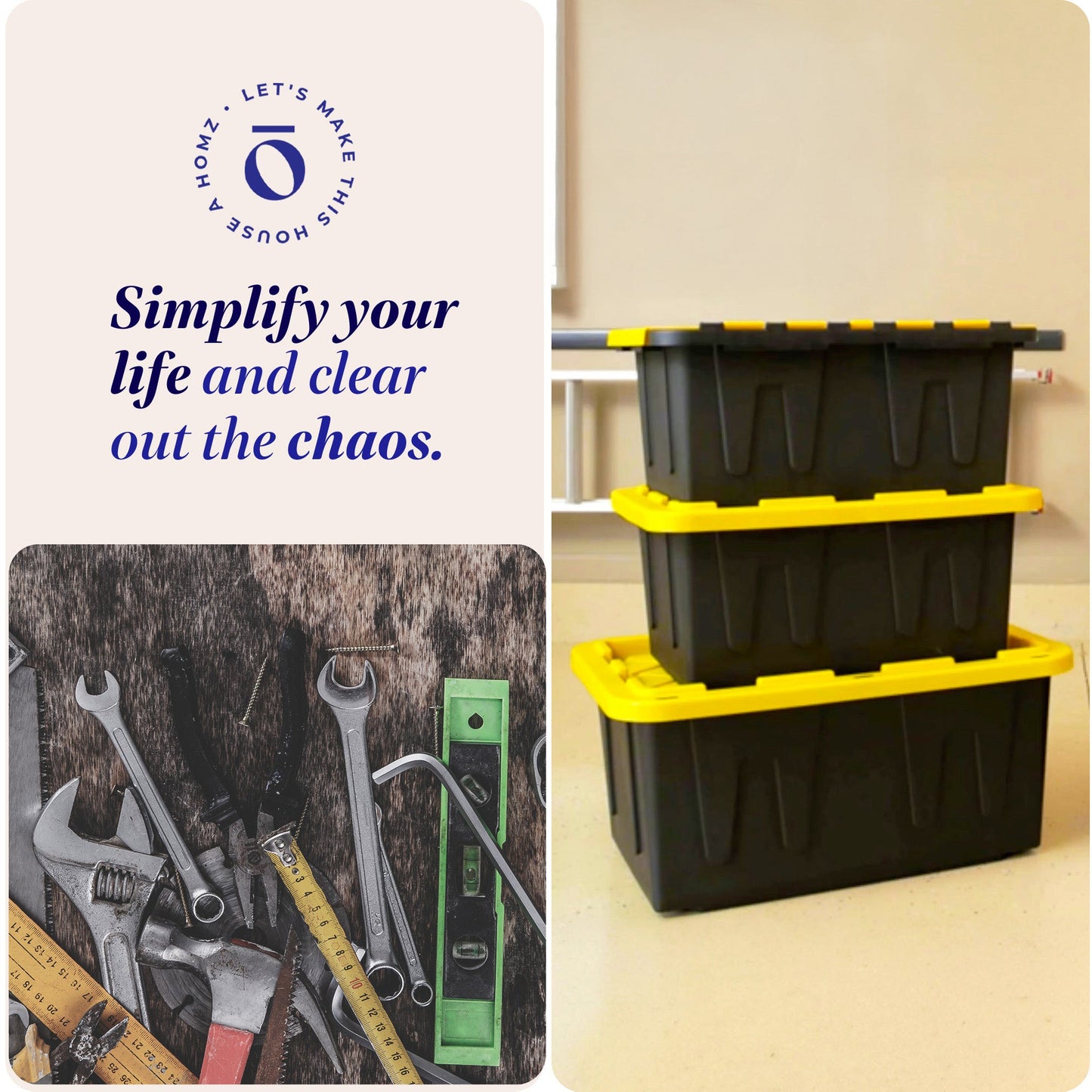 Homz Durabilt Heavy Duty 27 Gallon Plastic Organizer Storage Bin Tote (2 Pack)