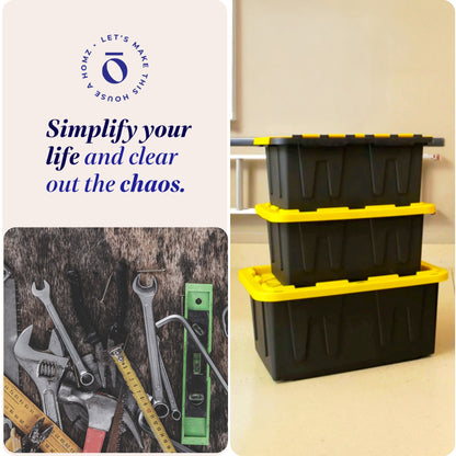 Homz Durabilt Heavy Duty 27 Gallon Plastic Organizer Storage Bin Tote (2 Pack)