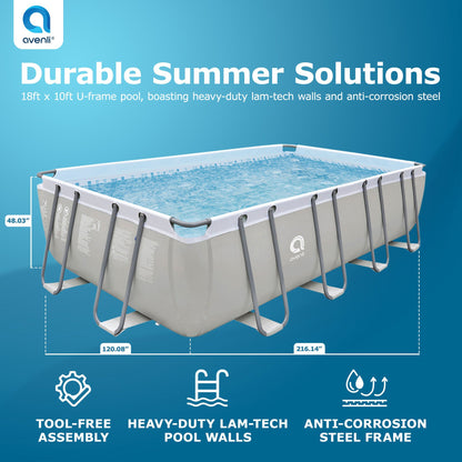 JLeisure 17776 18 x 10 Foot Above Ground Rectangular Steel Frame Swimming Pool