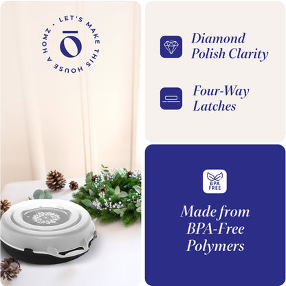 Homz 24" Seasonal Holiday Christmas Plastic Wreath Storage Box, Black (Set of 3)