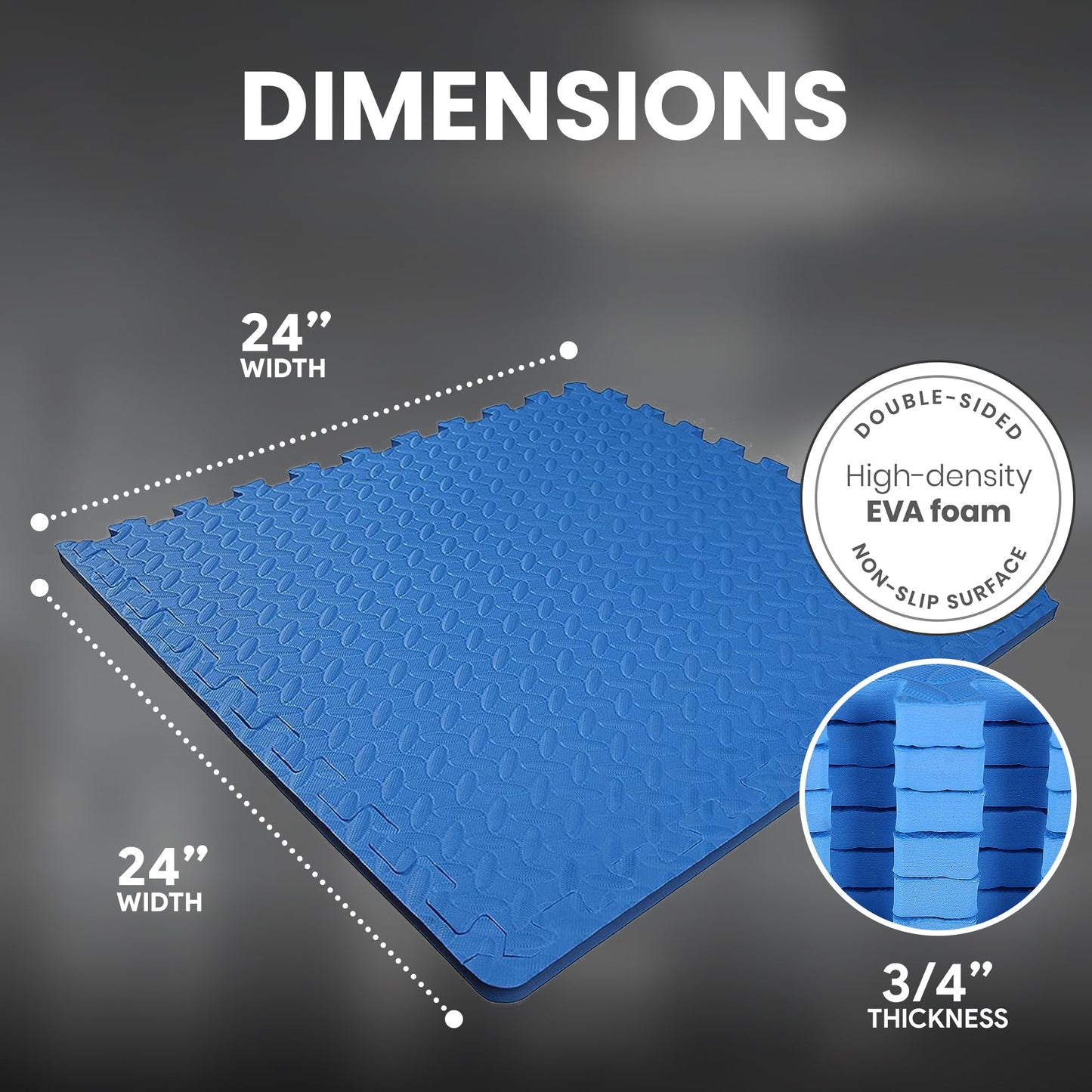 BalanceFrom Fitness 24 Sq Ft Interlocking EVA Foam Exercise Mat Tiles, Blue