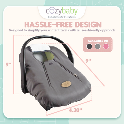 CozyBaby Original Infant Car Seat Cover w/ Dual Zippers & Elastic Edge, Charcoal
