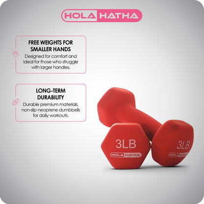 HolaHatha 5, 10, and 15 Pound Neoprene Dumbbell Free Hand Weight Set with Rack