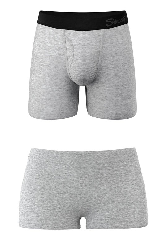 The Intramural Champ | Grey Boyshort and Ball Hammock® Boxer With Fly Matching Couples Underwear Pack