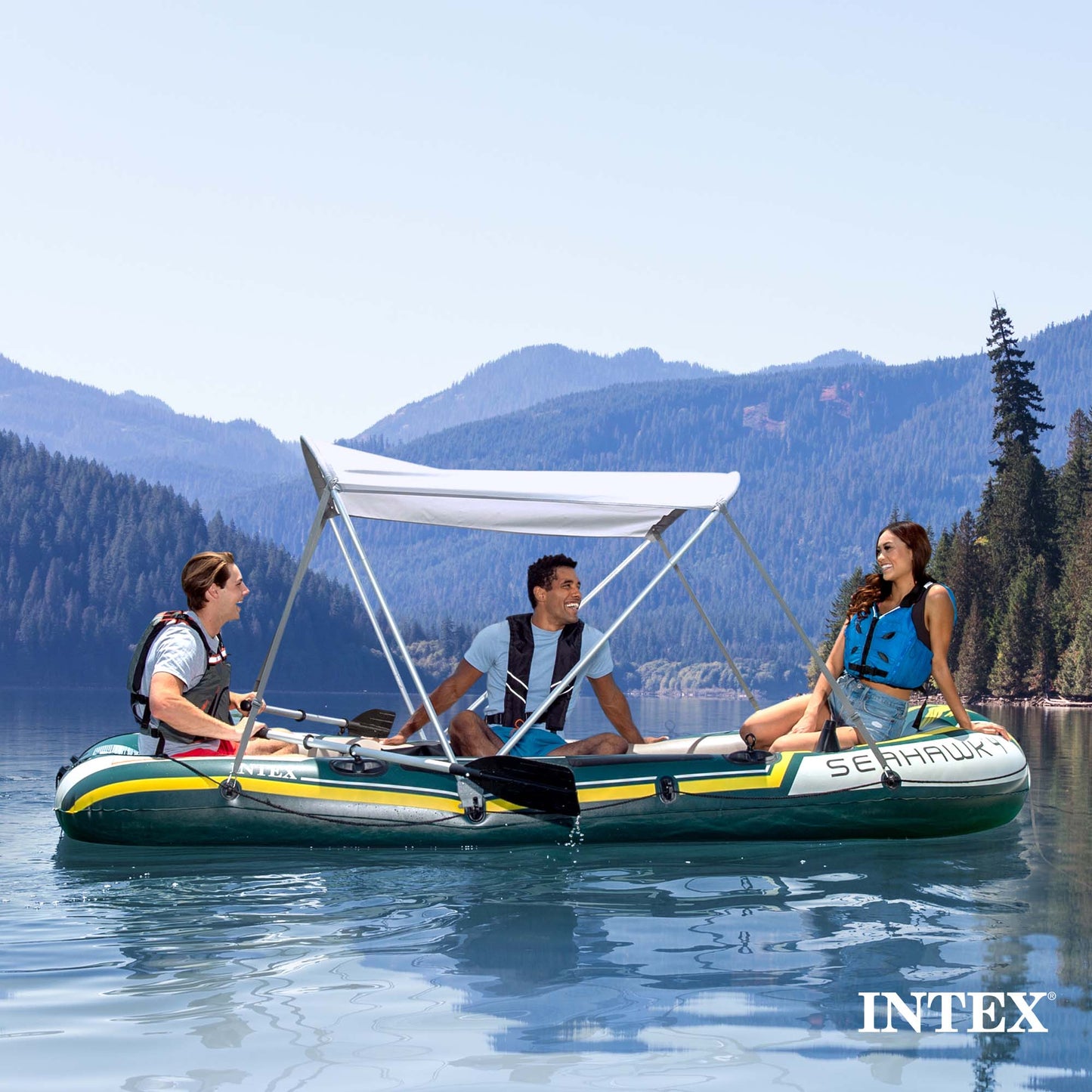 Intex Bimini Top Sun Shade for Mariner, Seahawk, Excursion, & Challenger Boats