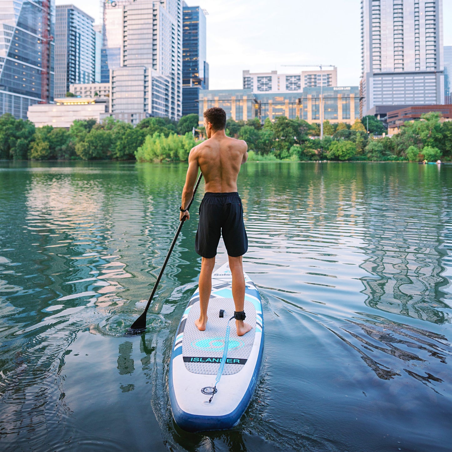 Solstice Watersports Islander 11 Foot Inflatable Stand-Up Paddle Board Kit, Teal