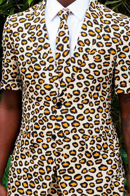 The Summer Jungle Cat | Leopard Print Short Suit By Opposuits