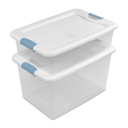 Sterilite 64 Qt Clear Plastic Stackable Storage Bin w/ White Latch Lid, 12 Pack