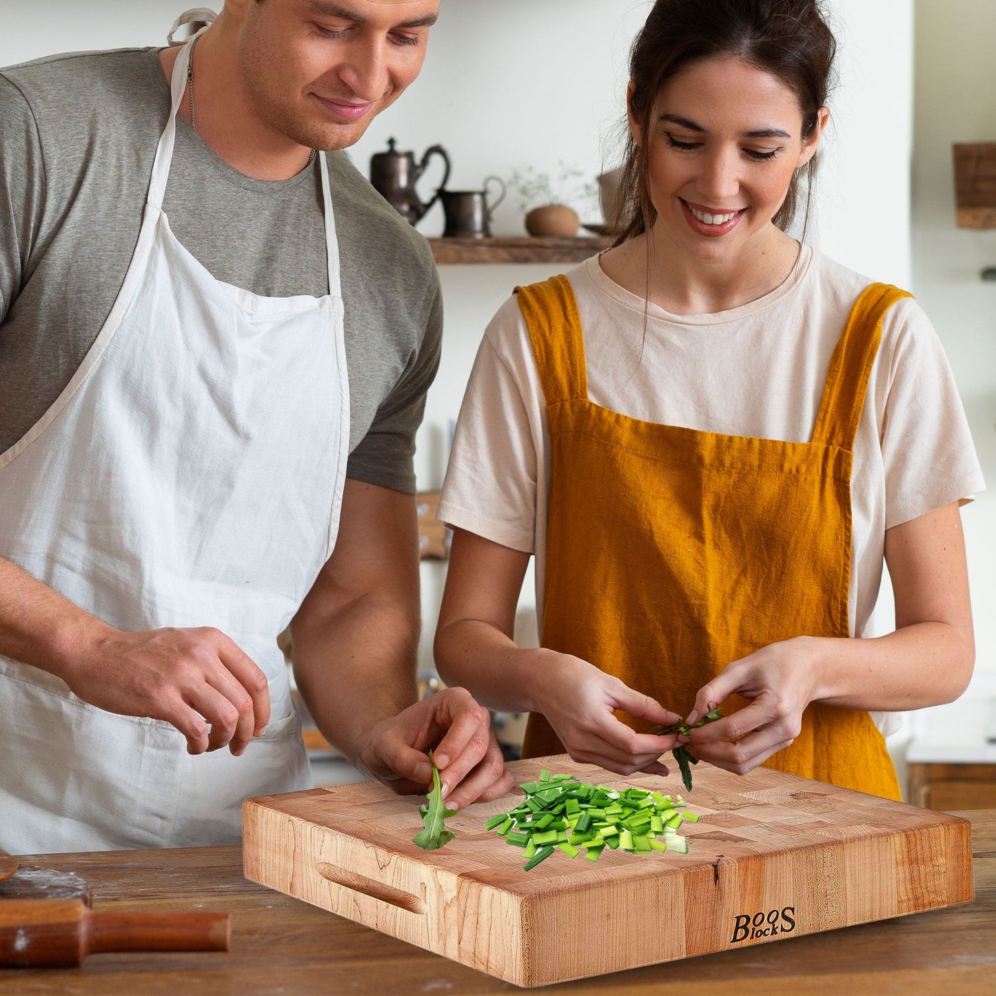 John Boos Medium Maple Wood End Grain Cutting Board for Kitchen, 15" x 15" x 3"