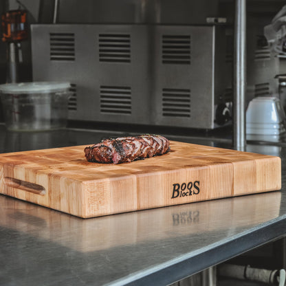 John Boos Small Maple Wood End Grain Cutting Board for Kitchen, 12" x 12" x 3"