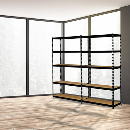 Juggernaut Storage 36" x 72" 5 Shelf Steel Utility Shelving Storage Unit, Black