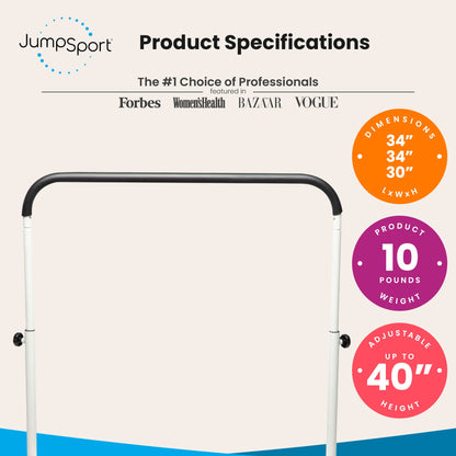 JumpSport 39 Inch Exercise Handle Bar for Fitness Arched Leg Trampolines, White