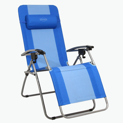 Kamp-Rite Outdoor Folding Reclining Zero Gravity Chair w/ Headrest Pillow, Blue