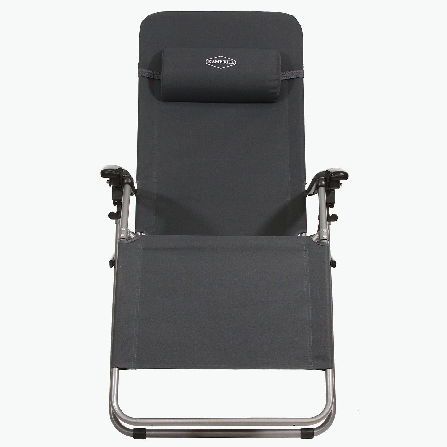 Kamp-Rite Outdoor Folding Reclining Zero Gravity Chair w/ Headrest Pillow, Gray