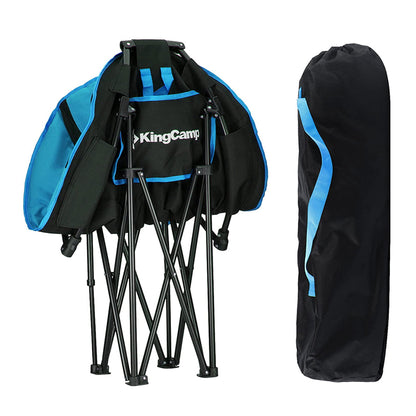 KingCamp Foldable Indoor/Outdoor Saucer Lounge Camping & Room Chair, Black/Blue