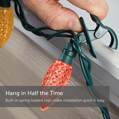 NOMA Quick Clip 66.8' LED Oudoor Christmas String Lights, 100 Multi-Color Bulbs