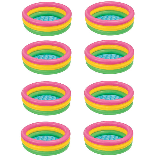 Intex 34in x 10in Sunset Glow Soft Inflatable Baby/Kids Swimming Pool (8 Pack)