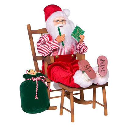 Kurt Adler 18 Inch Kringle Claus Sitting in Chair with Bag of Gifts, Multicolor