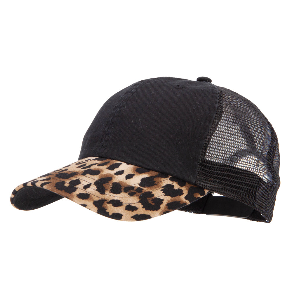 Leopard Print 6 Panel Unstructured Fashion Trucker Cap