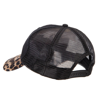 Leopard Print 6 Panel Unstructured Fashion Trucker Cap