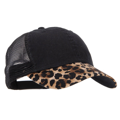 Leopard Print 6 Panel Unstructured Fashion Trucker Cap