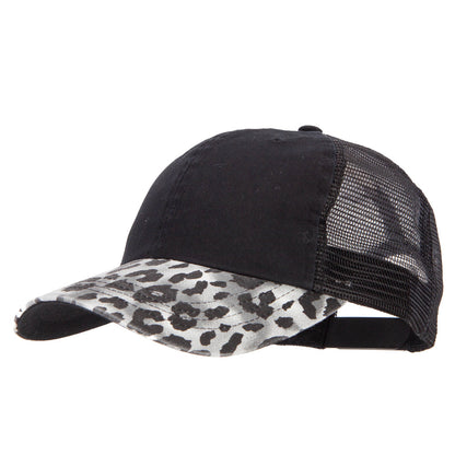 Leopard Print 6 Panel Unstructured Fashion Trucker Cap