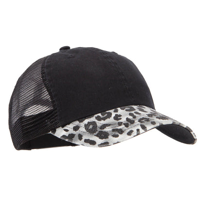 Leopard Print 6 Panel Unstructured Fashion Trucker Cap