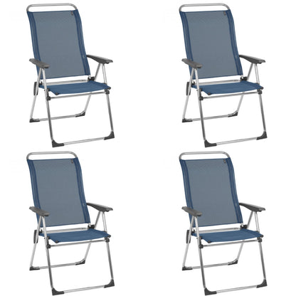 Lafuma Alu Cham Folding Camping Patio Mesh Sling Chair, Ocean Blue (Set of 4)