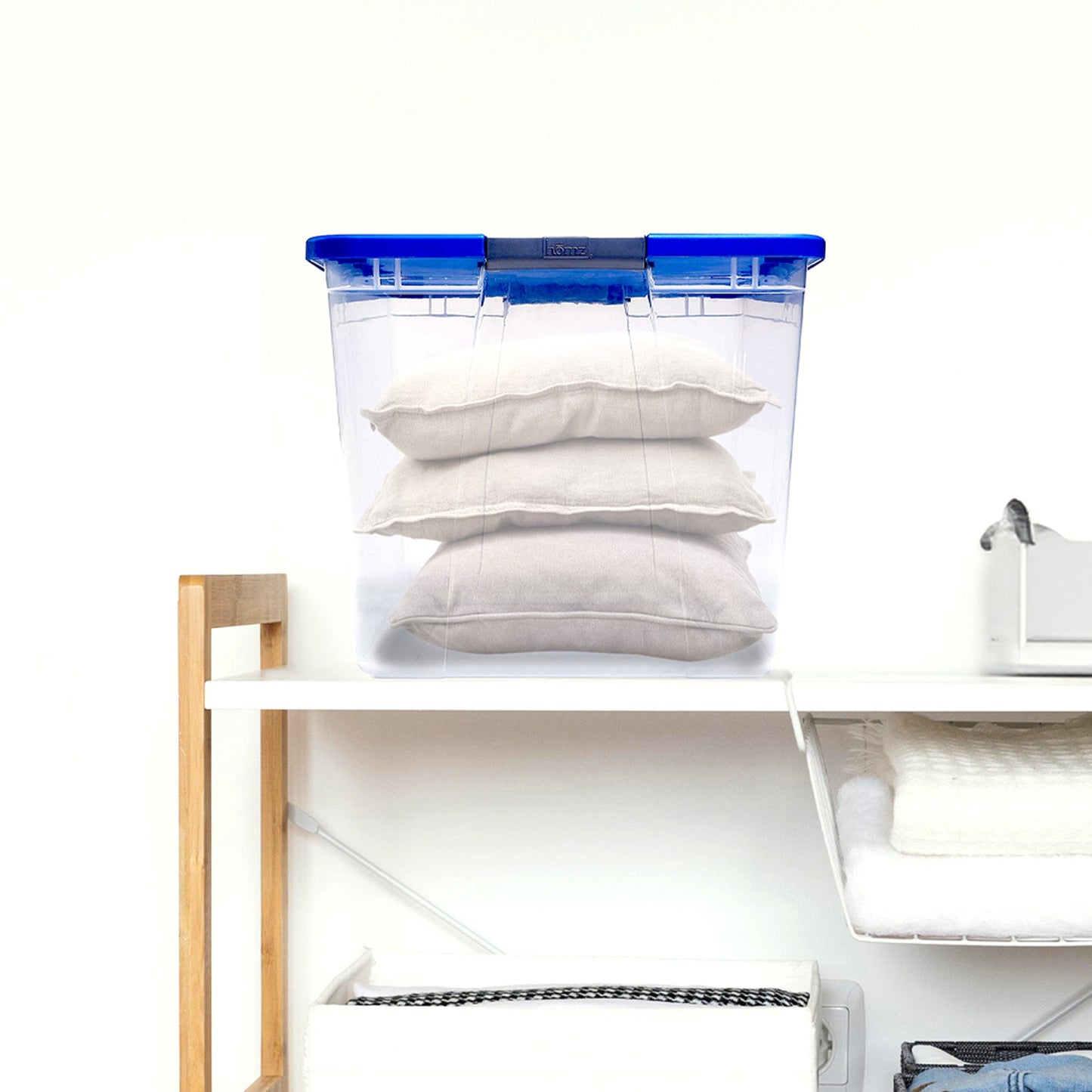 Homz 64 Qt Secure Latch Large Clear Stackable Storage Container Bin (4 Pack)