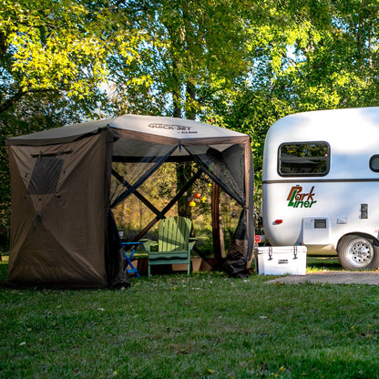 Clam Portable Outdoor Camping Canopy, Brown + Clam Quick Set Wind and Sun Panels