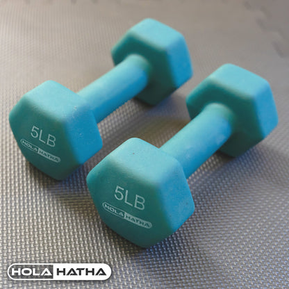 HolaHatha 3, 5, and 8 Pound Dumbbell Hand Weight Set with Storage Rack, Multi