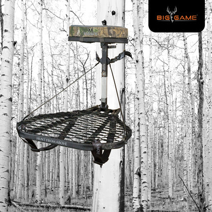 Hawk Mega Combat Hang On Tree Stand, Deer Stand with XL Saddle Hunting Platform