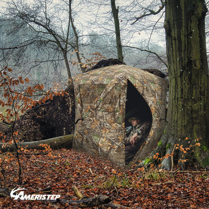 Ameristep Care Taker Pop-Up 2 Person Ground Hunting Concealment Blind, RealTree