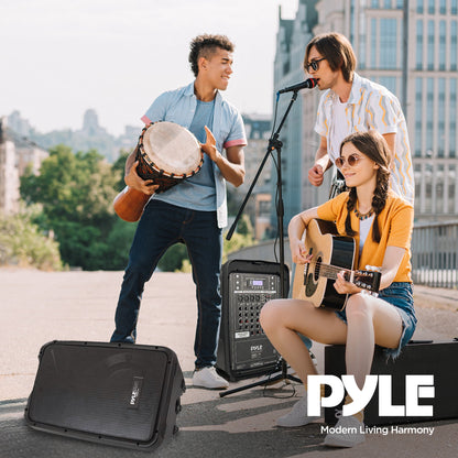 Pyle Stage and Studio 8 Inch Bluetooth PA Loud Speaker and 8 Channel Audio Mixer