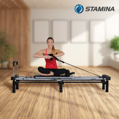 Stamina AeroPilates Reformer Board Whole Body Resistance Workout System, Black