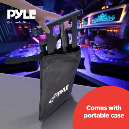 Pyle PLPTS55 Universal Adjustable Rotating DJ Laptop Stand with Travel Case