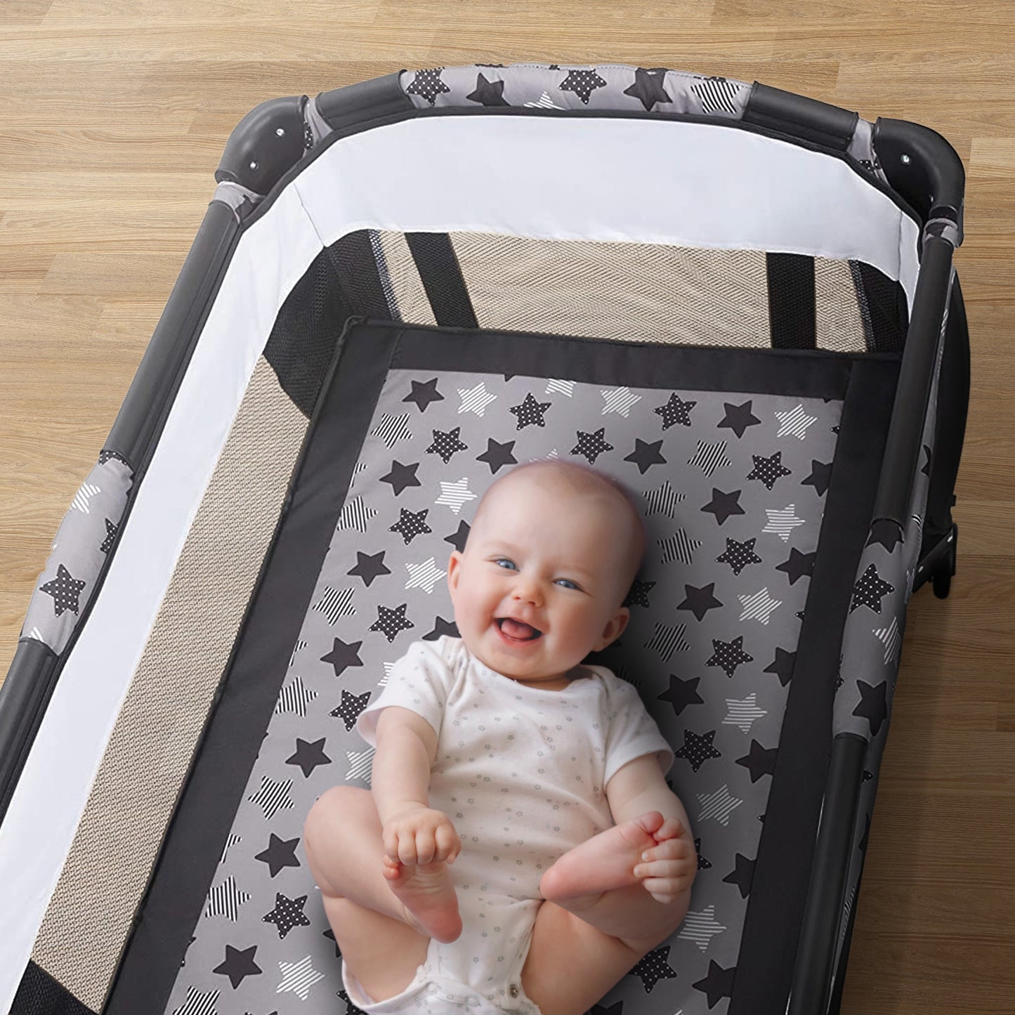 Baby Trend E Rising Star Nursery Center Pack Baby Changing Table & Playard, Gray