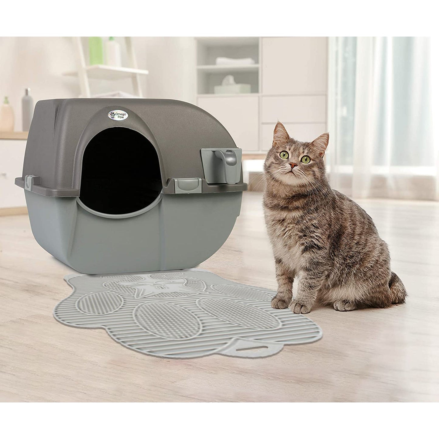 Omega Paw Roll'n Clean Self-Cleaning Litter Box & Paw Cleaning Mat for Cats