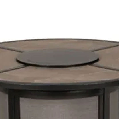 Four Seasons Courtyard Edison Park 54 Inch LP Gas Fire Pit Table, Gray Finish