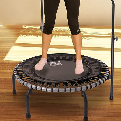 JumpSport 350i 39" Fitness Trampoline and Handle Bar with 30 Adjustable Bungees