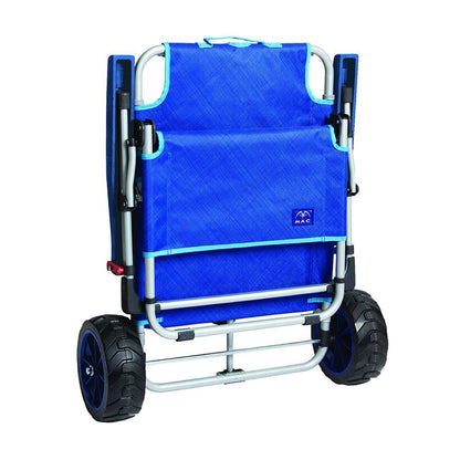 Mac Sport 2-in-1 Beach Camping Folding Lounger Chair & Wagon Cart w/ Locks, Blue