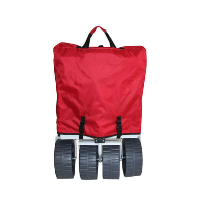 Mac Sports Collapsible All Terrain Beach Utility Wagon Cart with Table, Red