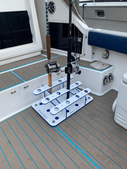 Made in the USA Fishing Rod Rack | 12 Pole Waterproof Wash-down | Dock, Garage, Boat, Storage