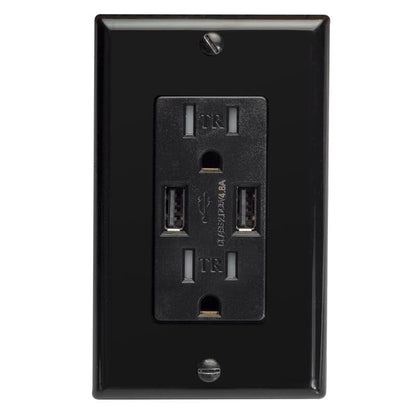 Magnadyne WC-502 | Dual USB Charging AC Wall Outlet w/ Plate