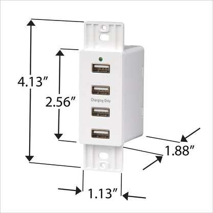 Magnadyne WCP-USB | Wall Mount USB Charger | 4 Ports w/ Wall Plate