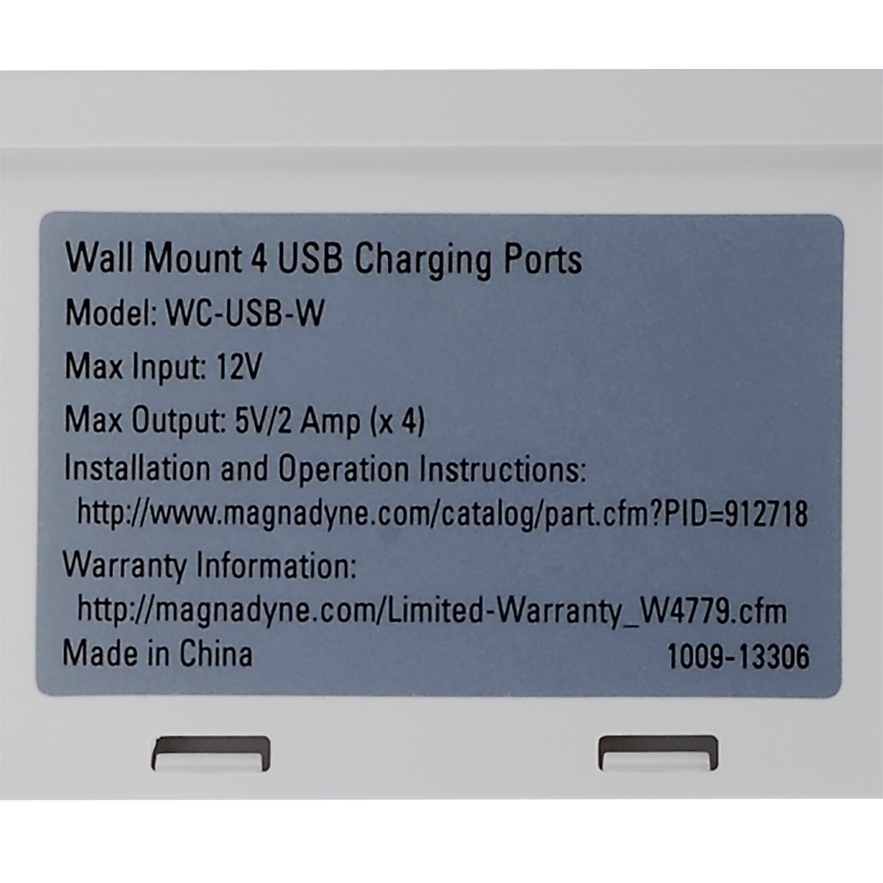 Magnadyne WCP-USB | Wall Mount USB Charger | 4 Ports w/ Wall Plate