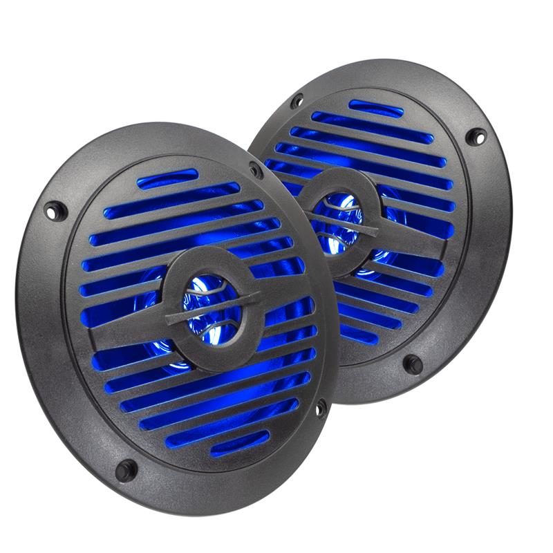 Magnadyne WR4B-LED-PAIR | 5" Water Resistant Dual Cone Speaker with Blue LED Lights | Sold as a Pair