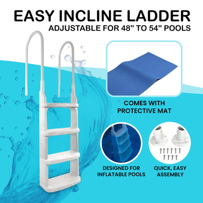 Main Access 200200 Easy Incline Above Ground In-Pool Swimming Pool Ladder w/ Mat